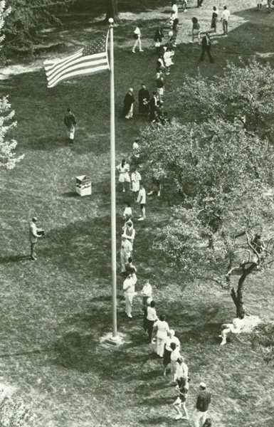 human chain passing books