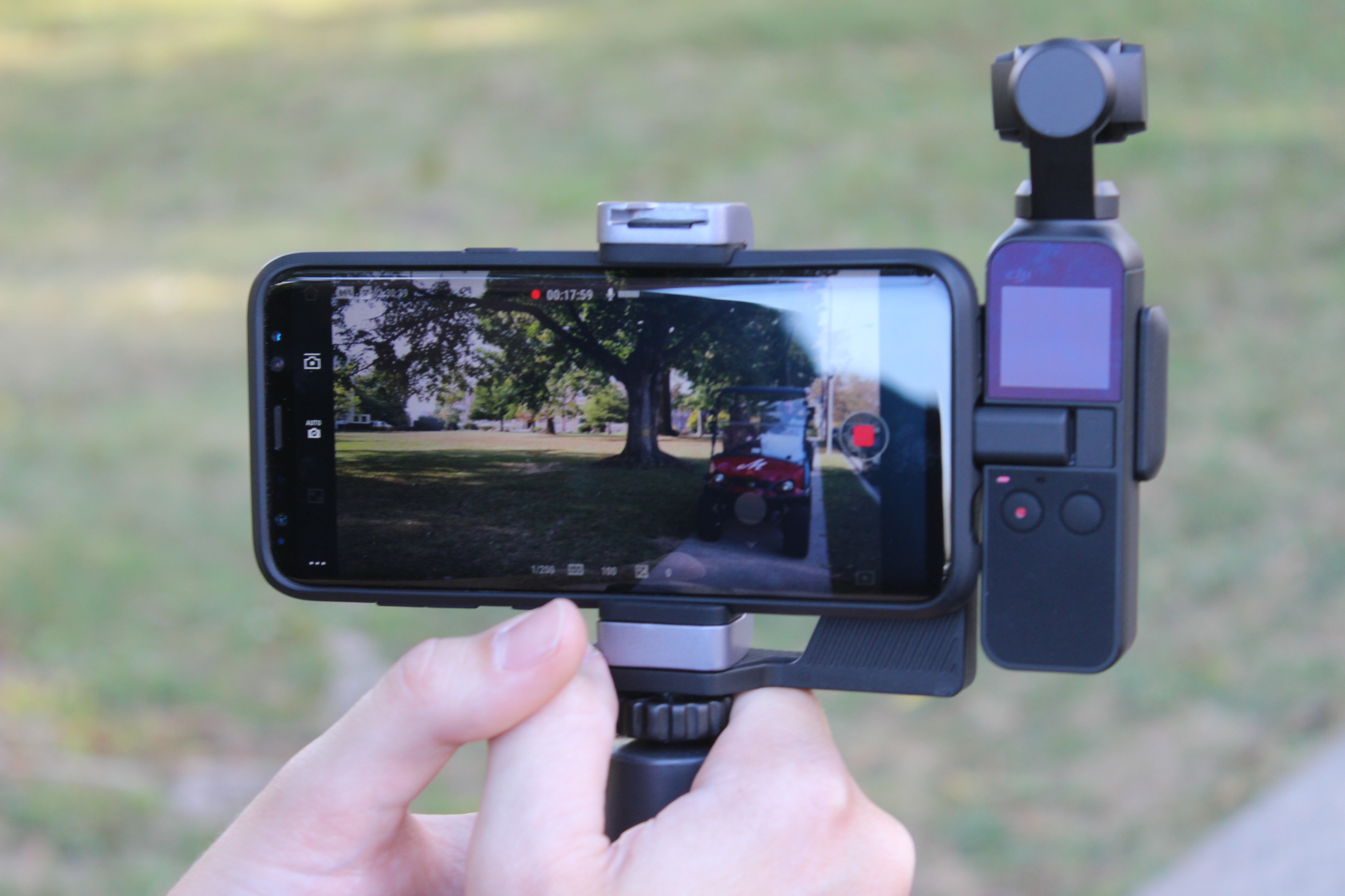 Image for Our recording device in front of the golf cart: How the filming magic happens!