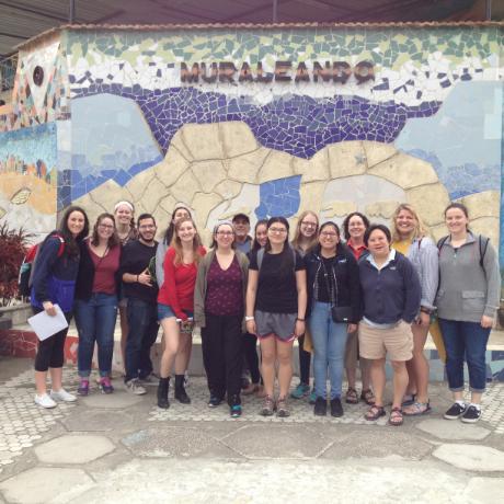 Students with mural