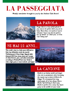 Cover of the La Passeggiata Newsletter