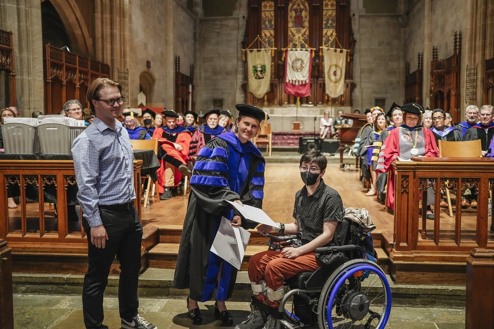 Laura Furger, Provost with Student in wheelchair