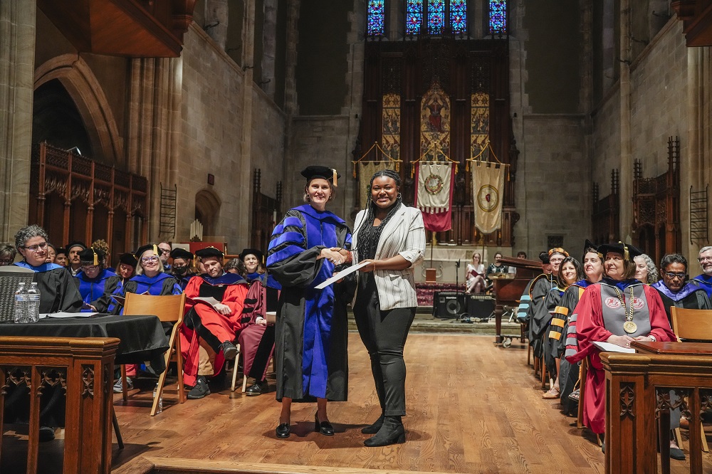 Honors Convocation Kathy Harring with a Student