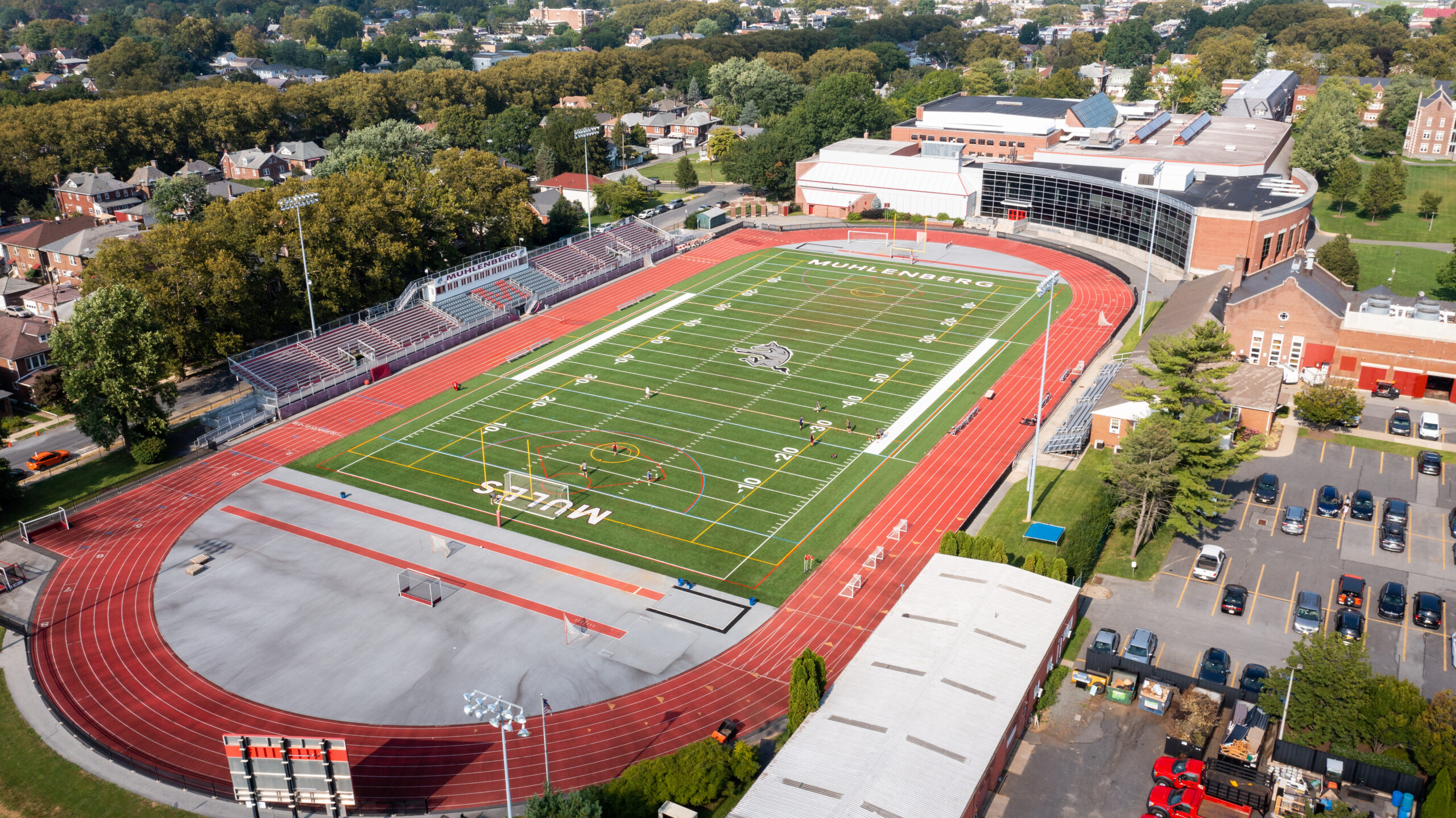 Aerial shot of Scotty Wood Stadium at Muhlenberg College