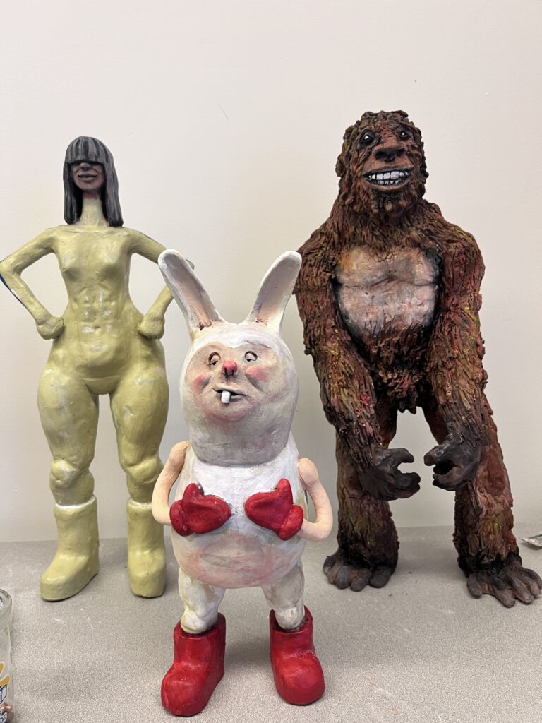Painted clay sculptures