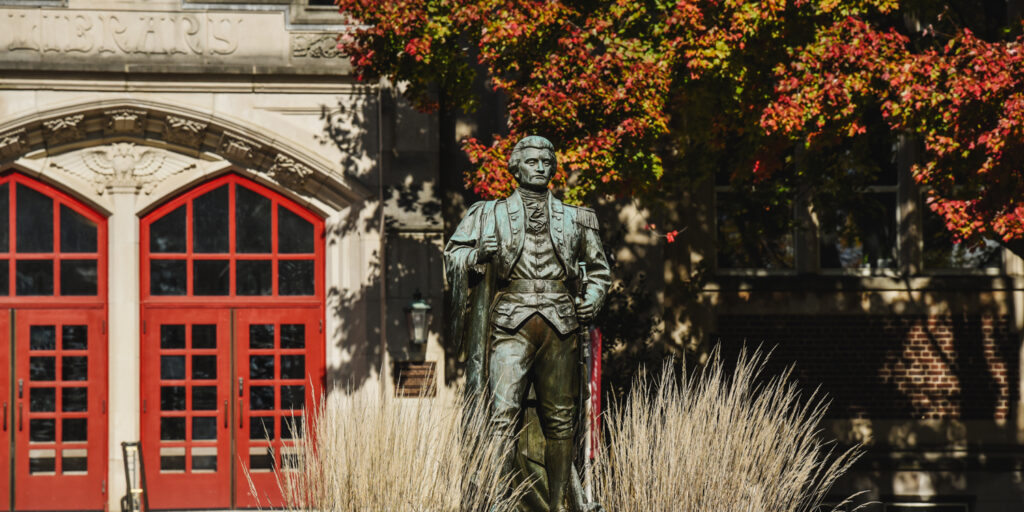 The Muhlenberg statue outside of Haas.