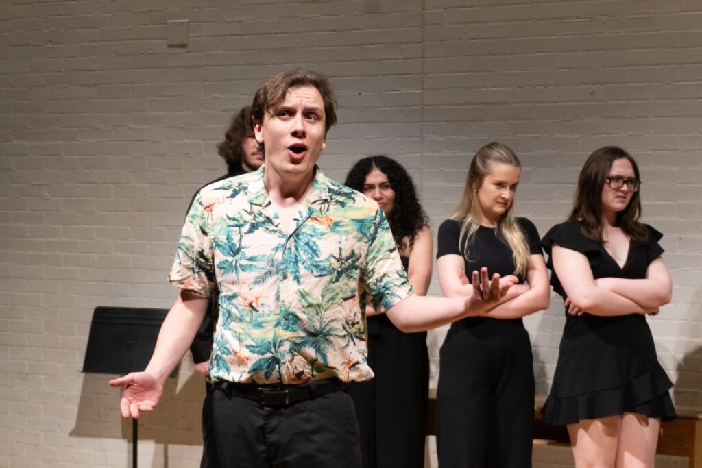 Students in an opera workshop perform.