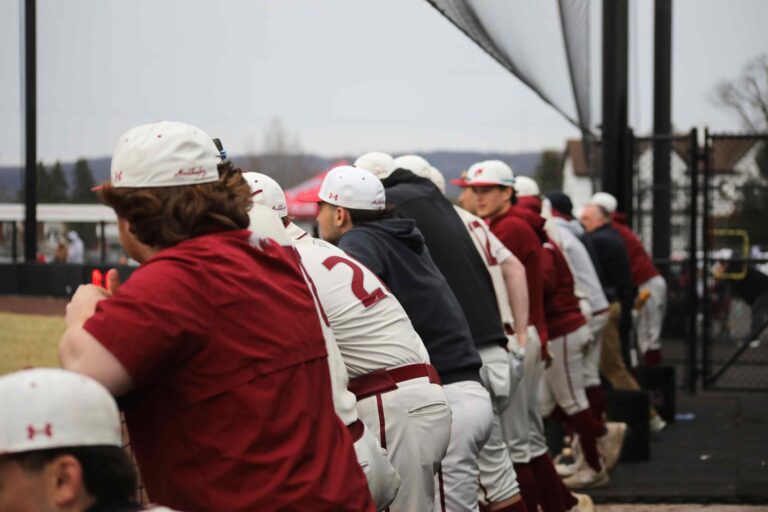 Mules Baseball team in the dugout at Bicentennial Field on opening day.