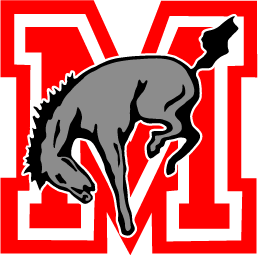 Muhlenberg logo of an M, overlayed with a kicking mule.
