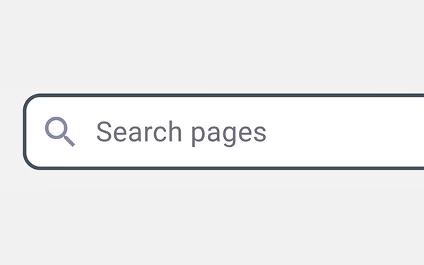 A search bar with the words Search Pages written