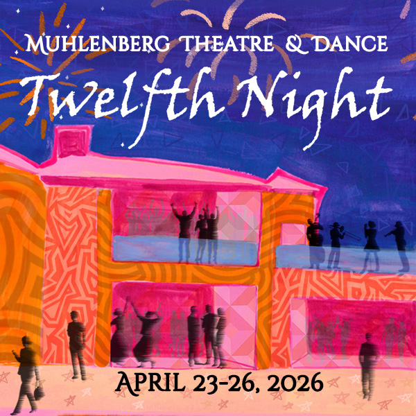 theatre twelfth night web icon Poster art for Twelfth Night features a beach house with partygoers and musicians, in abstract patterns and bright colors